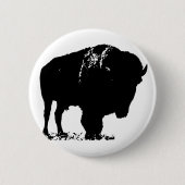 Black & White Pop Bison Buffalo Button (Vorderseite)