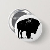 Black & White Pop Bison Buffalo Button (Vorne & Hinten)