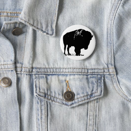 Black & White Pop Bison Buffalo Button (Beispiel)