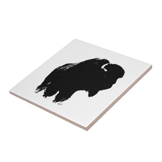 Black & White Pop Bison Buffalo Fliese (Seite)