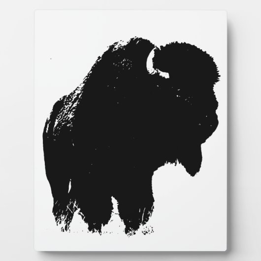 Black & White Pop Bison Buffalo Fotoplatte (Vorderseite)