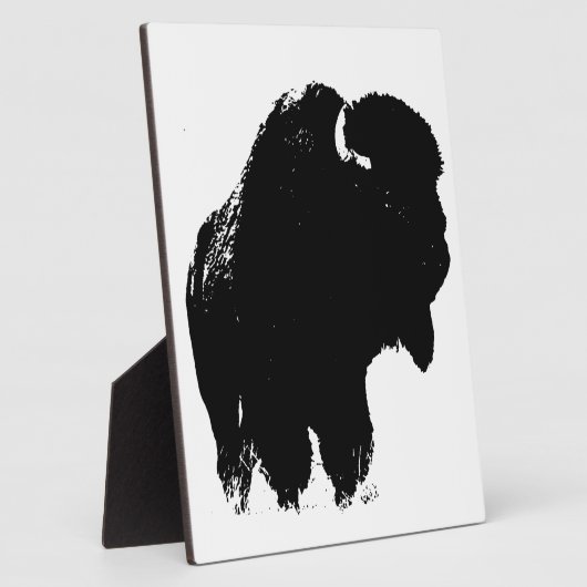 Black & White Pop Bison Buffalo Fotoplatte (Seite)