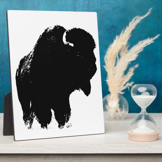 Black & White Pop Bison Buffalo Fotoplatte (Seite)