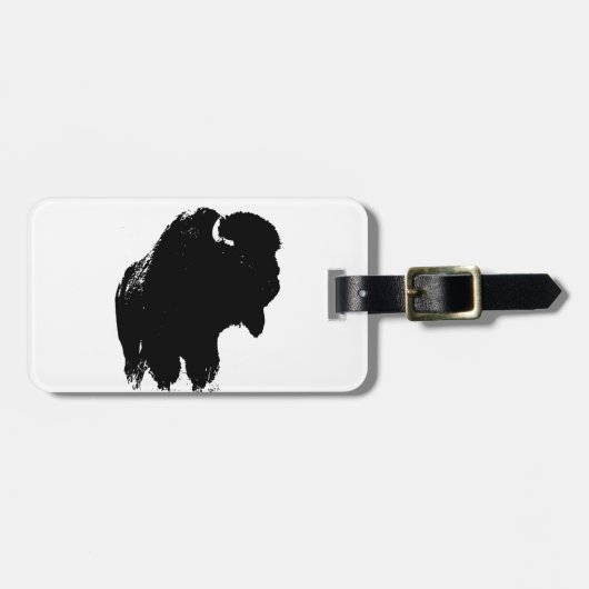 Black & White Pop Bison Buffalo Gepäckanhänger (Vorderseite horizontal)