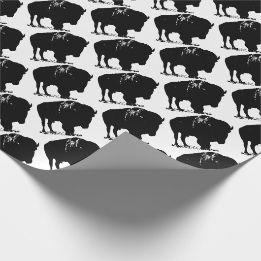 Black & White Pop Bison Buffalo Geschenkpapier (Ecke)
