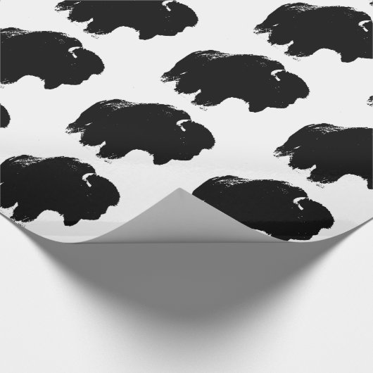 Black & White Pop Bison Buffalo Geschenkpapier (Ecke)