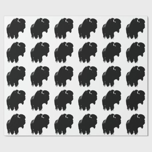 Black & White Pop Bison Buffalo Geschenkpapier (Flach)