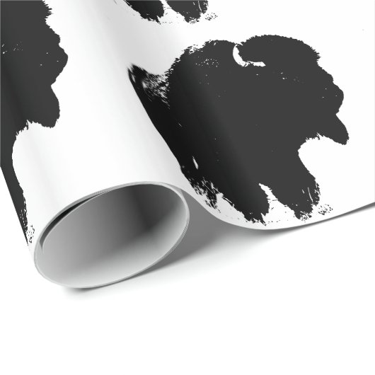 Black & White Pop Bison Buffalo Geschenkpapier (Rolleneckpunkt)