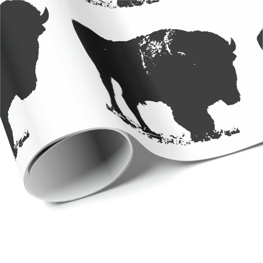Black & White Pop Bison Buffalo Geschenkpapier (Rolleneckpunkt)