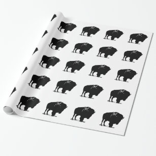Black & White Pop Bison Buffalo Geschenkpapier