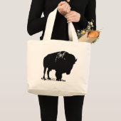 Black & White Pop Bison Buffalo Jumbo Stoffbeutel (Vorderseite (Produkt))