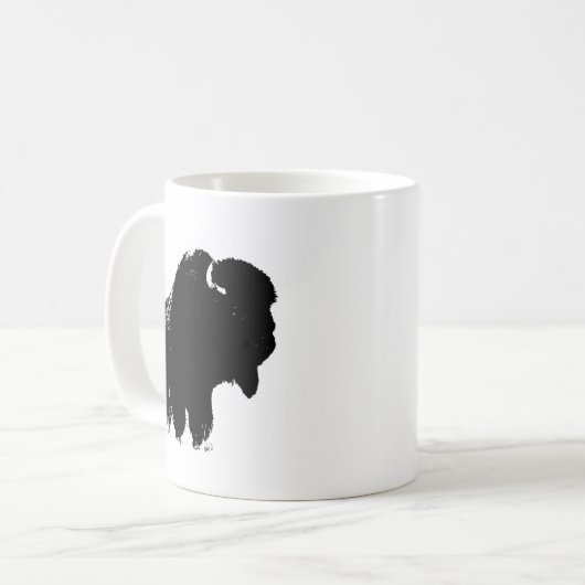 Black & White Pop Bison Buffalo Kaffeetasse (Vorderseite Links)
