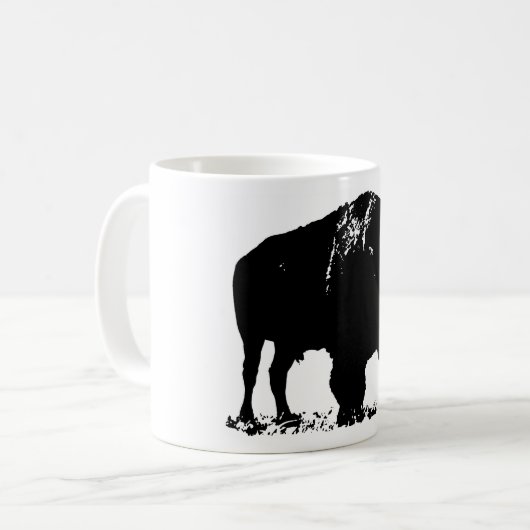 Black & White Pop Bison Buffalo Kaffeetasse (Vorderseite Links)