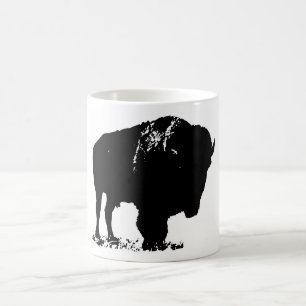 Black & White Pop Bison Buffalo Kaffeetasse