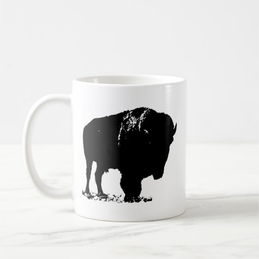 Black & White Pop Bison Buffalo Kaffeetasse (Links)