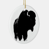 Black & White Pop Bison Buffalo Keramik Ornament (Rechts)