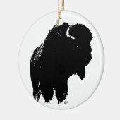 Black & White Pop Bison Buffalo Keramik Ornament (Links)