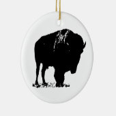 Black & White Pop Bison Buffalo Keramik Ornament (Rechts)