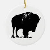 Black & White Pop Bison Buffalo Keramik Ornament (Vorne)