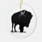 Black & White Pop Bison Buffalo Keramik Ornament (Links)
