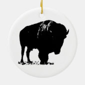 Black & White Pop Bison Buffalo Keramik Ornament (Hinten)