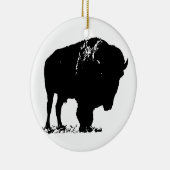Black & White Pop Bison Buffalo Keramikornament (Rechts)