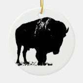 Black & White Pop Bison Buffalo Keramikornament (Vorne)