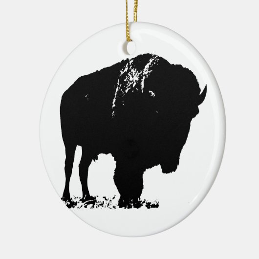 Black & White Pop Bison Buffalo Keramikornament (Links)