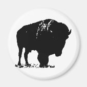 Black & White Pop Bison Buffalo Magnet (Vorne)