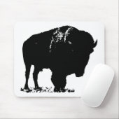 Black & White Pop Bison Buffalo Mousepad (Mit Mouse)