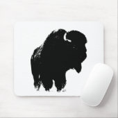 Black & White Pop Bison Buffalo Mousepad (Mit Mouse)