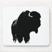 Black & White Pop Bison Buffalo Mousepad (Vorne)