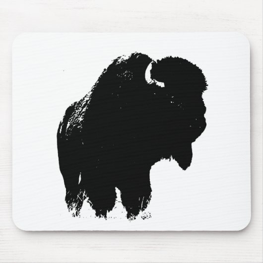 Black & White Pop Bison Buffalo Mousepad (Vorne)