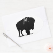 Black & White Pop Bison Buffalo Ovaler Aufkleber (Umschlag)