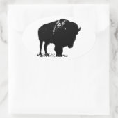 Black & White Pop Bison Buffalo Ovaler Aufkleber (Tasche)