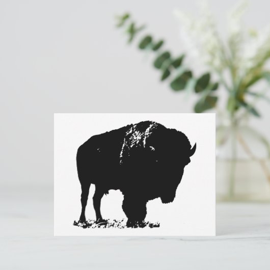 Black & White Pop Bison Buffalo Postkarte (Stehend Vorderseite)