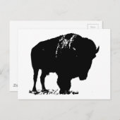 Black & White Pop Bison Buffalo Postkarte (Vorne/Hinten)