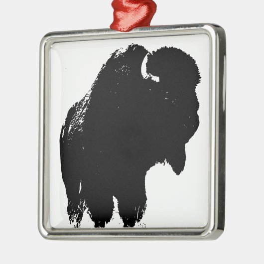 Black & White Pop Bison Buffalo Silbernes Ornament (Links)