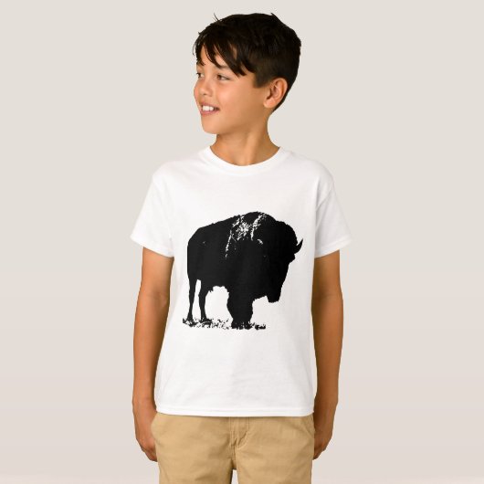 Black & White Pop Bison Buffalo T-Shirt (Vorne ganz)