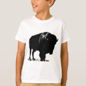Black & White Pop Bison Buffalo T-Shirt (Vorderseite)
