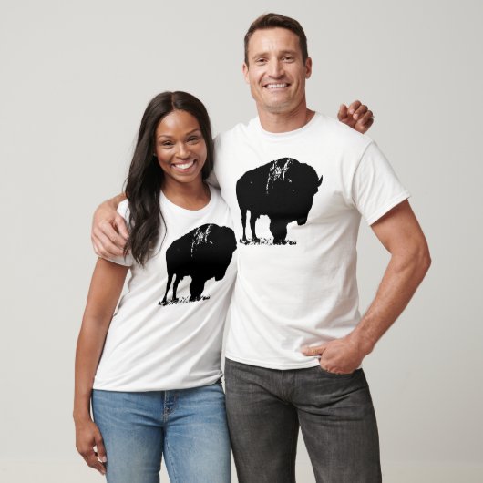 Black & White Pop Bison Buffalo T-Shirt (Unisex)