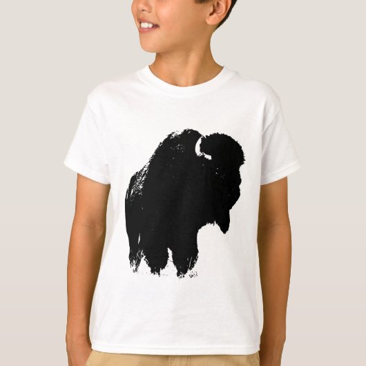 Black & White Pop Bison Buffalo T-Shirt (Vorderseite)