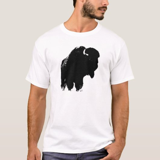 Black & White Pop Bison Buffalo T-Shirt (Vorderseite)