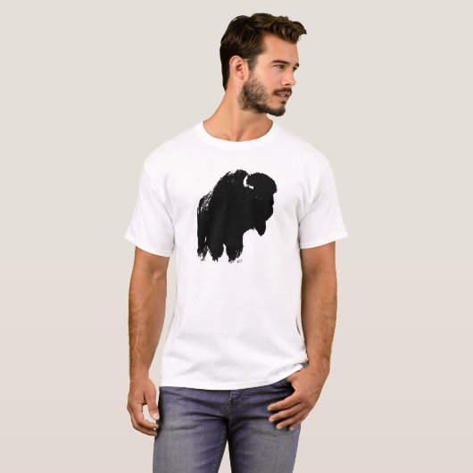 Black & White Pop Bison Buffalo T-Shirt (Vorne ganz)