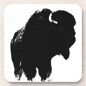 Black & White Pop Bison Buffalo Untersetzer (Vorderseite)