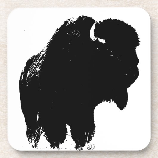 Black & White Pop Bison Buffalo Untersetzer (Vorderseite)