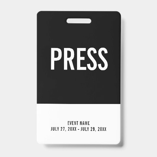 Black & White Press All Access Pass Event ID Ausweis (Vorderseite)