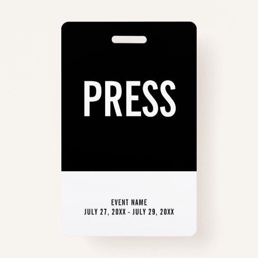 Black & White Press All Access Pass Event ID Ausweis (Vorderseite)