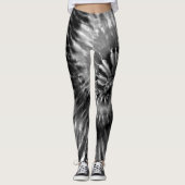 Black & White Psychedelic Sternexplosion Gefärbte  Leggings (Vorderseite)