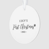 Black & White Puppy Dog Erstes Weihnachtsfest Foto Ornament (Vorderseite)